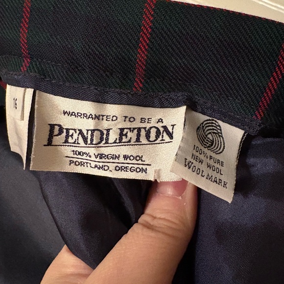 Pendleton 100% Virgin Wool Plaid Midi Skirt Lined Navy Red Tartan Size 16 - Picture 8 of 10
